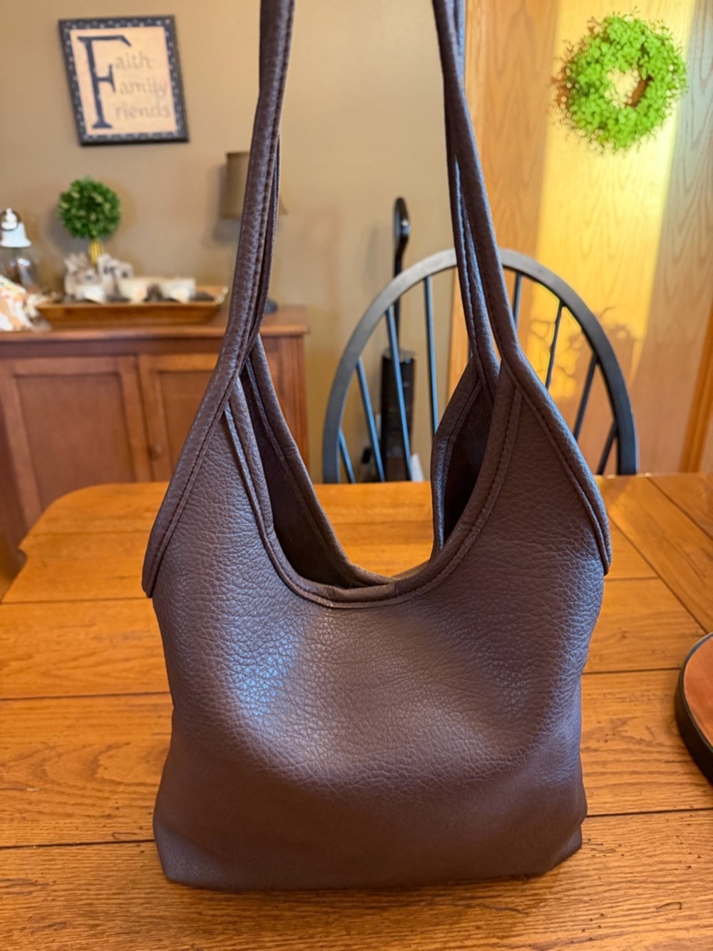 Montana West Dark Brown Pebbled Leather Shoulder Bag